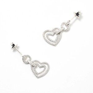 Diamonique × Kathy Levine Sterling Silver Heart Earrings NWOT